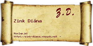 Zink Diána névjegykártya